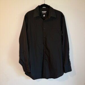 Van Heusen Black Men's Long Sleeve Fitted Dress Shirt, Size 15 1/2 x 32/33